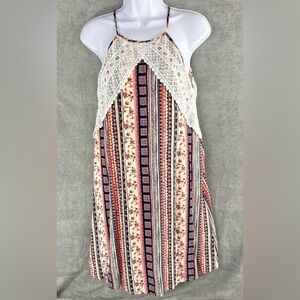Altard state lace crochet halter neck printed dress!!